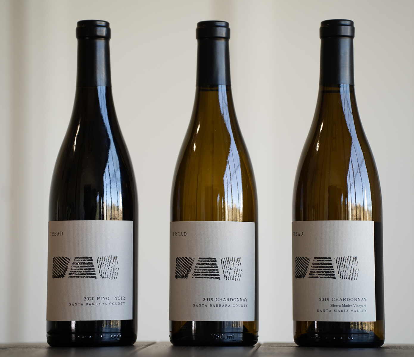 Three bottles of wine in the Travel with TREAD gift set